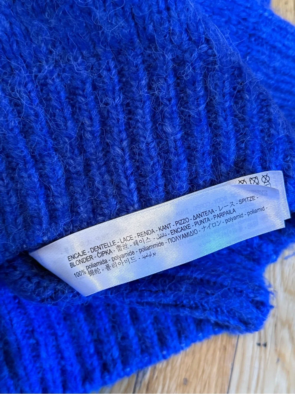 Zara Royal Blue V-Neck Lace-Trim Sweater #764 - Picture 7 of 8